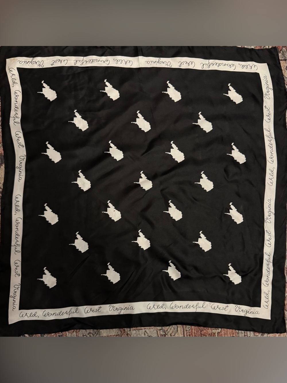 Stone & Thomas West Virginia Silhouette Black & White Souvenir Scarf